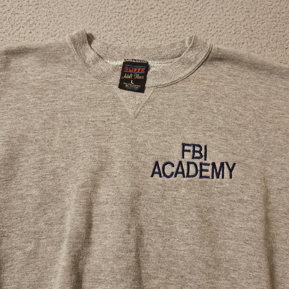 Soffe FBI Academy Sweatshirt Mens Large Gray Crewneck Fleece Pullover Logo